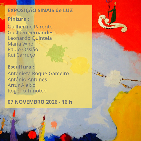 Convite da exposição coletiva Sinais de Luz, com Rui Carruço, na Galeria CNAP. Inauguração a 7 de novembro de 2026, às 16h00.